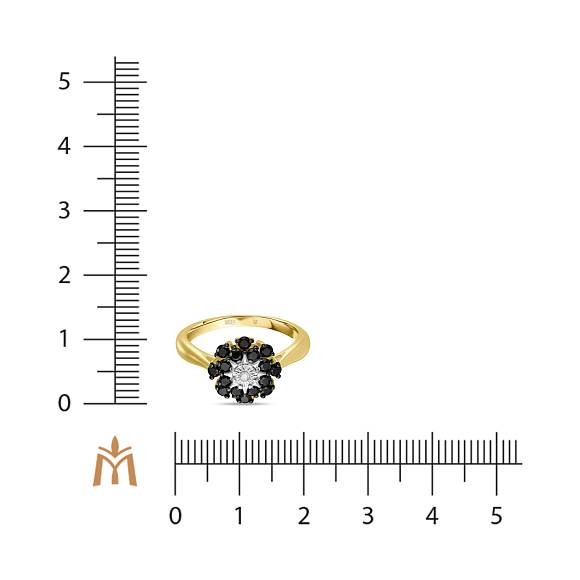 Кольцо с бриллиантом и цветными сапфирами R01-35418-B - Фото 4