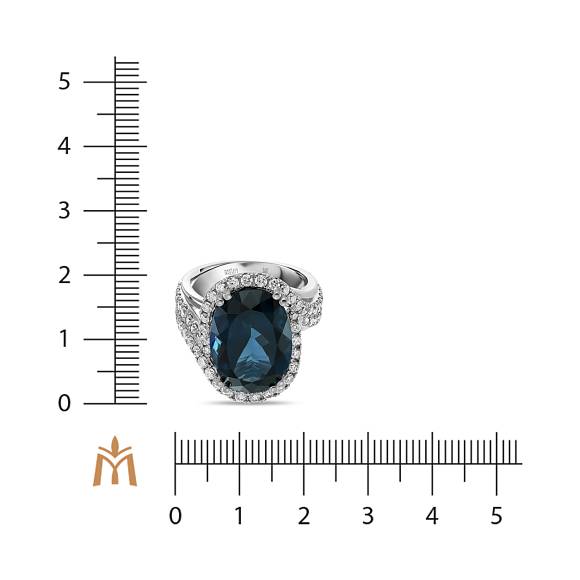 Кольцо с выращенным бриллиантом и лондон топазом R01-MLN0320LB - Фото 2