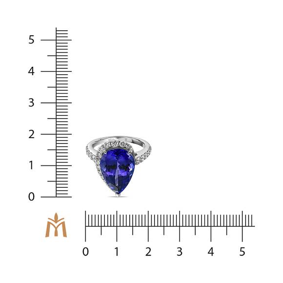 Кольцо с выращенным бриллиантом и танзанитом R01-MLN0535TN - Фото 2