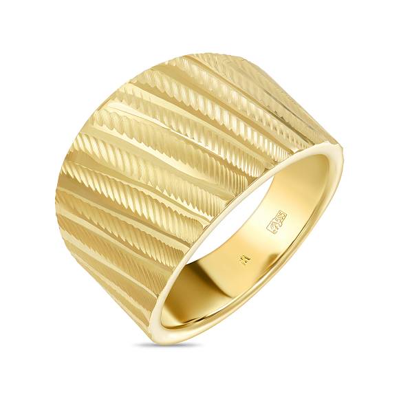 Широкое кольцо из желтого золота с алмазной гранью R2042-AMA-0018 - Фото 1