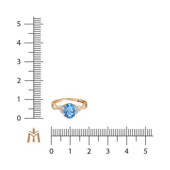 Кольцо с бриллиантами и топазом R755-69016R001-R17 - Фото 2