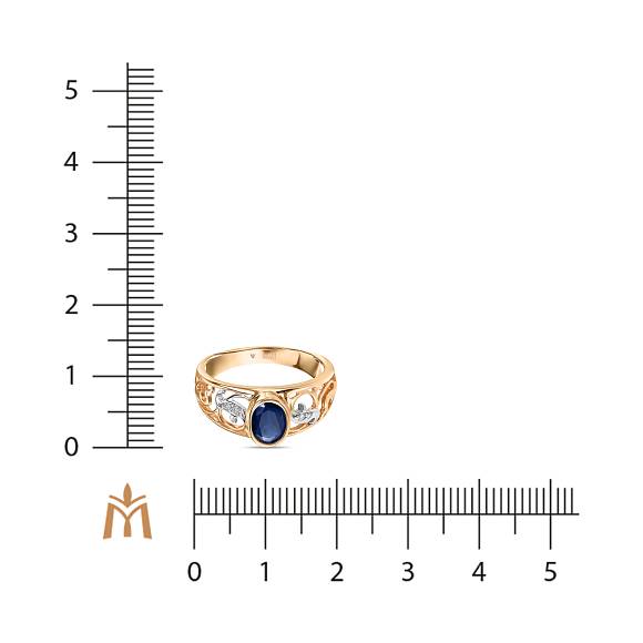 Кольцо с бриллиантами и сапфиром R131-R4537-SA - Фото 2