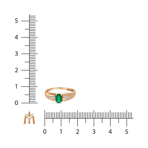 Кольцо с бриллиантами и изумрудом R755-70652R002-R17 - Фото 2