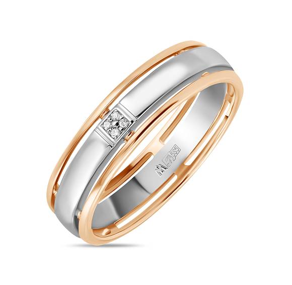 Обручальное кольцо из красного и белого золота с 4 бриллиантами R01-WED-00145 - Фото 1
