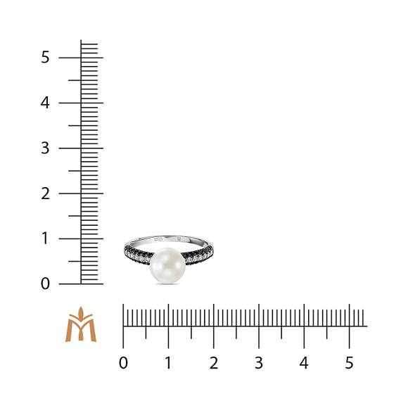 Кольцо с жемчугом и фианитами R2031-791216-3-PR - Фото 2
