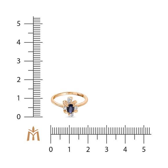 Кольцо с бриллиантами и сапфиром R01-33684-SA - Фото 2