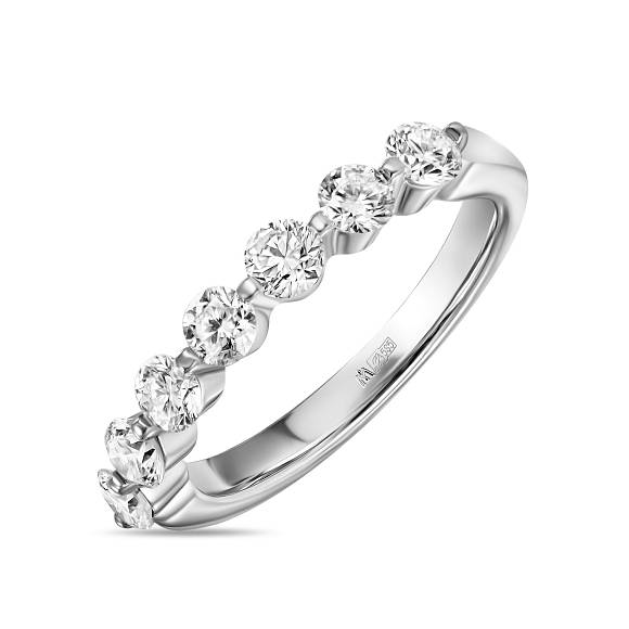 Обручальное кольцо-дорожка из белого золота с 7 бриллиантами R01-35455 - Фото 1