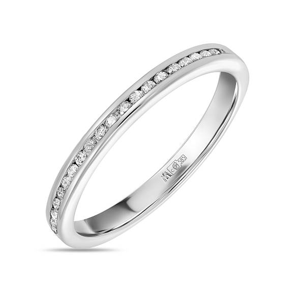Обручальное кольцо-дорожка из белого золота с 21 бриллиантами R01-35462 - Фото 1
