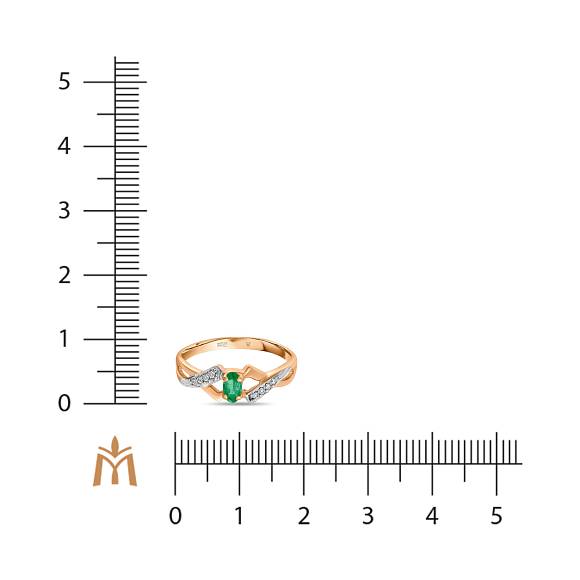 Кольцо с бриллиантами и изумрудом R01-77-R27399-EM - Фото 2