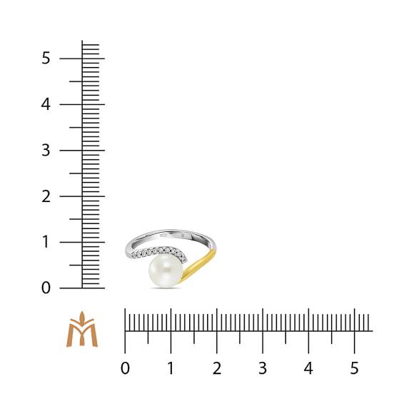 Кольцо с бриллиантами и жемчугом R79-R-13613-PR - Фото 2