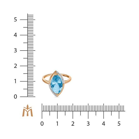 Кольцо с топазом и бриллиантами R123-11945QBT4T-R17 - Фото 2