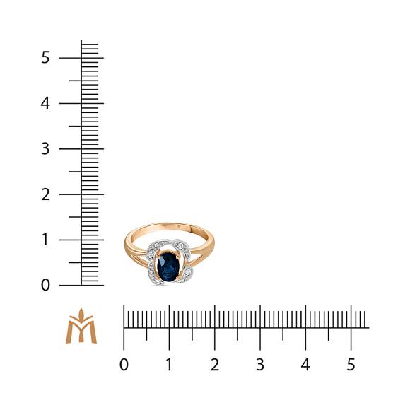 Кольцо с бриллиантами и сапфиром R131-R4315-SA - Фото 2