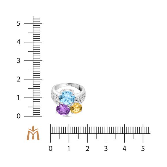 Кольцо с аметистом, цитрином, топазом и фианитами R185-VRASA00241CT - Фото 2