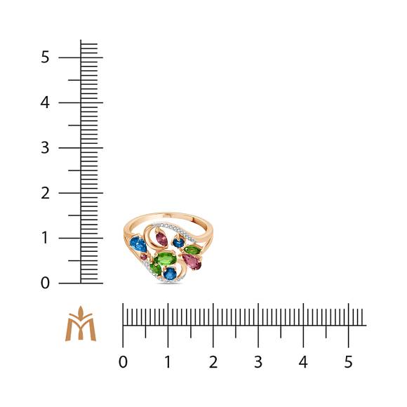 Кольцо с топазом, бриллиантами, турмалином и хромдиопсидами R755-51719R002-R17 - Фото 2