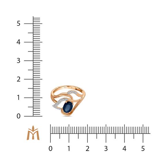 Кольцо с бриллиантами и сапфиром R755-52576R001-R17 - Фото 2