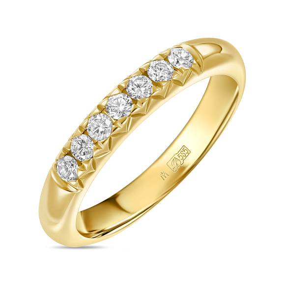 Обручальное кольцо-дорожка из золота с 7 бриллиантами R01-RMS-35677 - Фото 2
