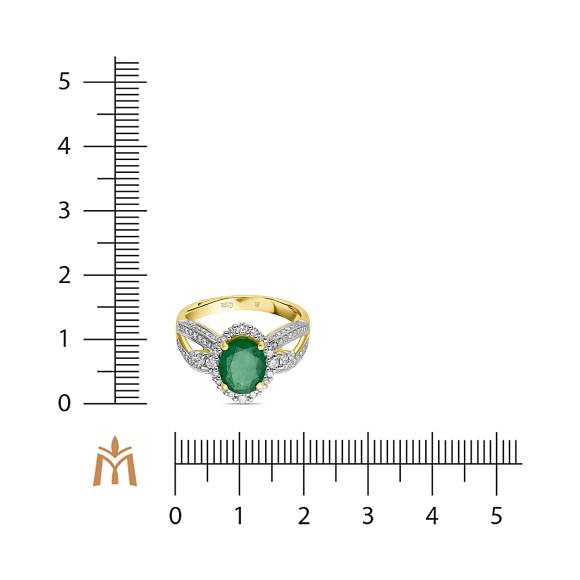 Кольцо с бриллиантами и изумрудом R01-EX-52694-EM - Фото 3