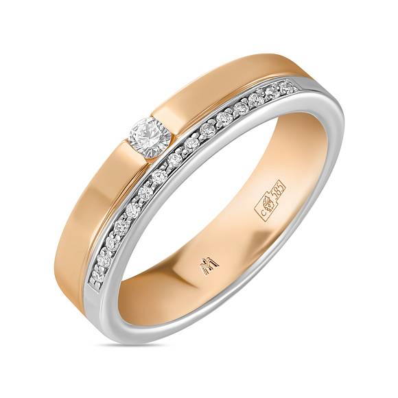 Обручальное кольцо из золота с 16 бриллиантами R01-WED-00031 - Фото 1