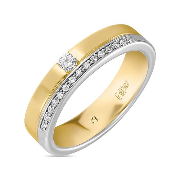 Обручальное кольцо из золота с 16 бриллиантами (0,14 карат) R01-WED-00031 - Фото 3