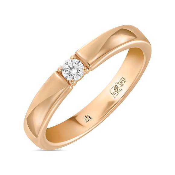 Обручальное кольцо из золота с бриллиантом R01-WED-00039 - Фото 1