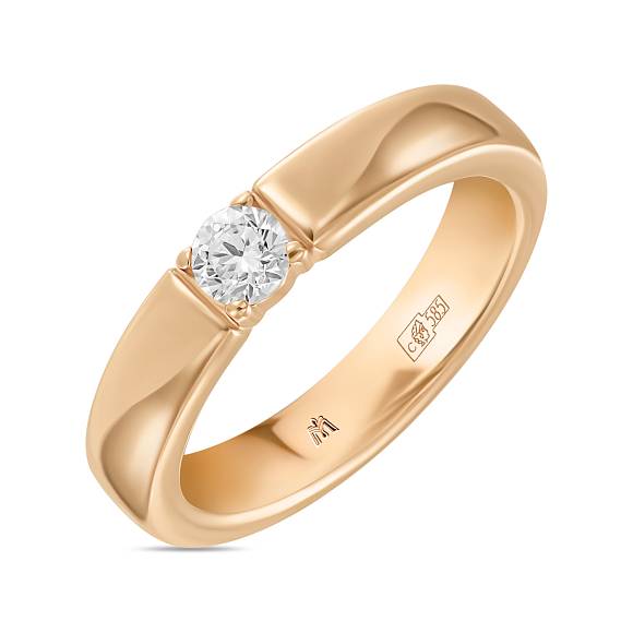 Обручальное кольцо из золота с бриллиантом (0,18 карат) R01-WED-00040 - Фото 1