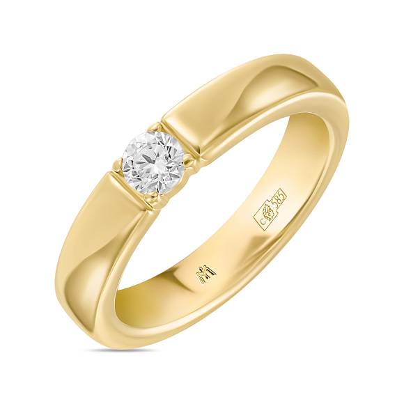 Обручальное кольцо из золота с бриллиантом (0,18 карат) R01-WED-00040 - Фото 3