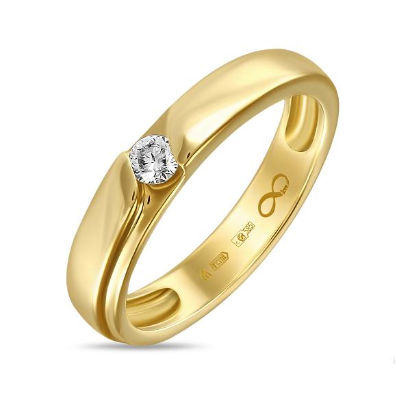 Обручальное кольцо из золота с бриллиантом (0,1 карат) R01-WED-00053 - Фото 3