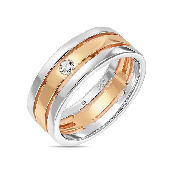 Обручальное кольцо из золота с бриллиантом R01-WED-00074 - Фото 1