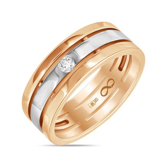 Обручальное кольцо из золота с бриллиантом (0,05 карат) R01-WED-00074 - Фото 3