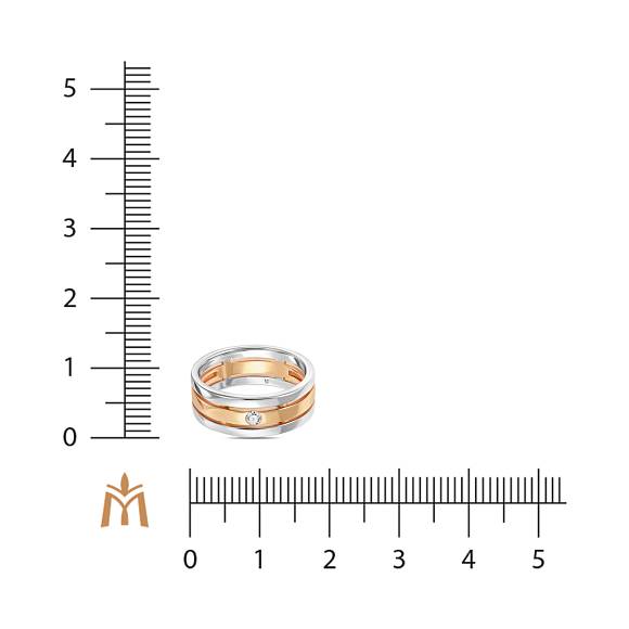 Обручальное кольцо из золота с бриллиантом (0,05 карат) R01-WED-00074 - Фото 4