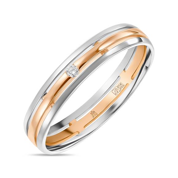 Обручальное кольцо из золота с бриллиантом R01-WED-00078 - Фото 1