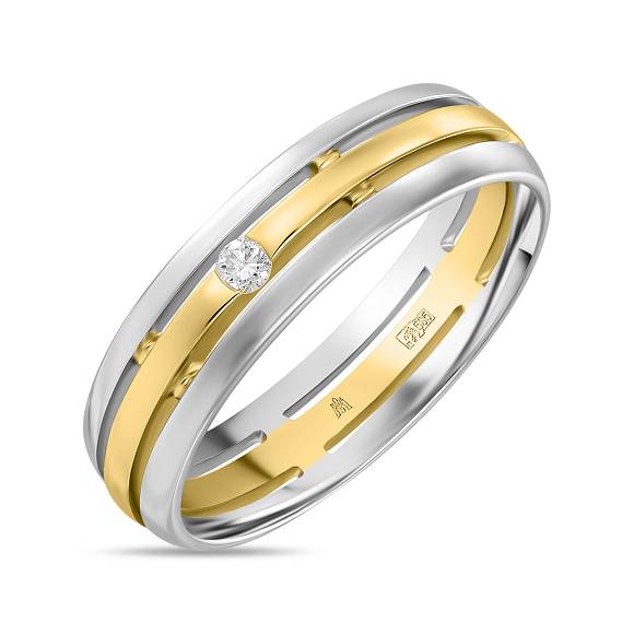 Обручальное кольцо из золота с бриллиантом R01-WED-00078 - Фото 3