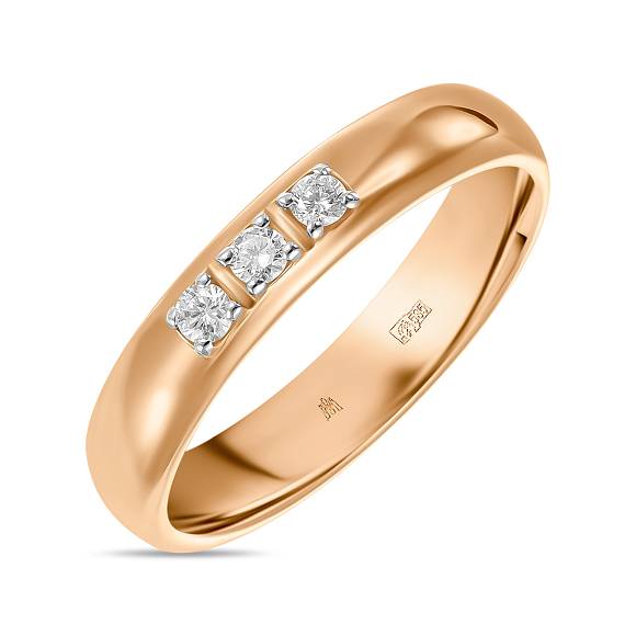 Обручальное кольцо из золота с 3 бриллиантами R01-WED-00092 - Фото 1