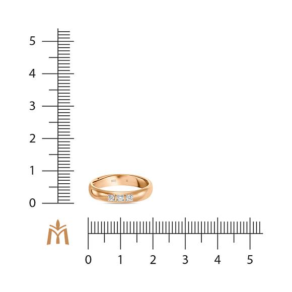 Обручальное кольцо из золота с 3 бриллиантами R01-WED-00092 - Фото 3