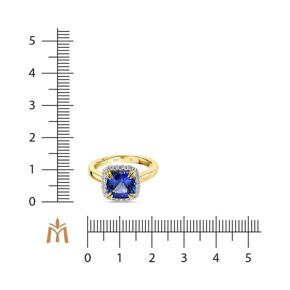 Кольцо с бриллиантами и танзанитом R2018-EMP-0011 - Фото 4