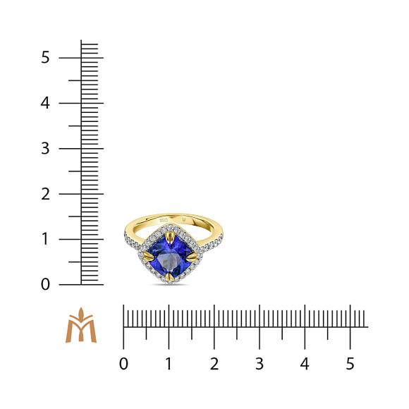Кольцо с бриллиантами и танзанитом R2018-EMP-0015 - Фото 4
