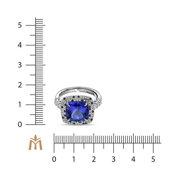 Кольцо с бриллиантами, сапфирами и танзанитом R2018-RL-0065 - Фото 4