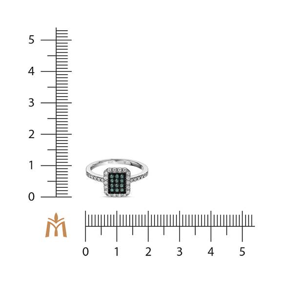 Кольцо с цветными бриллиантами и бриллиантами R2018-SS-0018 - Фото 2