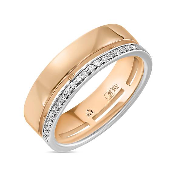 Обручальное кольцо из золота с 20 бриллиантами R01-WED-00103 - Фото 1