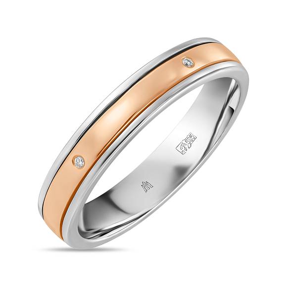 Обручальное кольцо из золота с 5 бриллиантами (0,03 карат) R01-WED-00105 - Фото 1