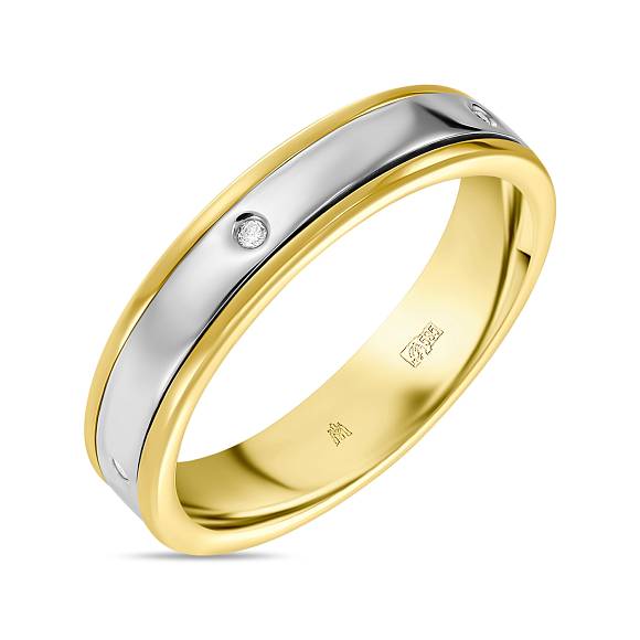Обручальное кольцо из золота с 5 бриллиантами (0,03 карат) R01-WED-00105 - Фото 2