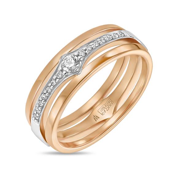 Обручальное золотое кольцо с 15 бриллиантами R01-WED-00151 - Фото 2