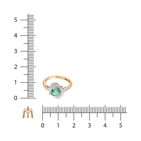 Кольцо с бриллиантами и изумрудом R4150-D-R3605EM - Фото 2
