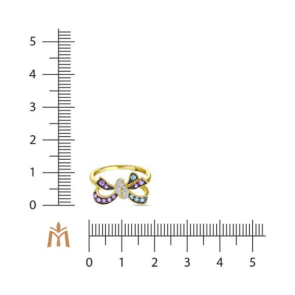 Кольцо с аметистами, топазом и бриллиантами R2605-1982567AAX-R17 - Фото 3