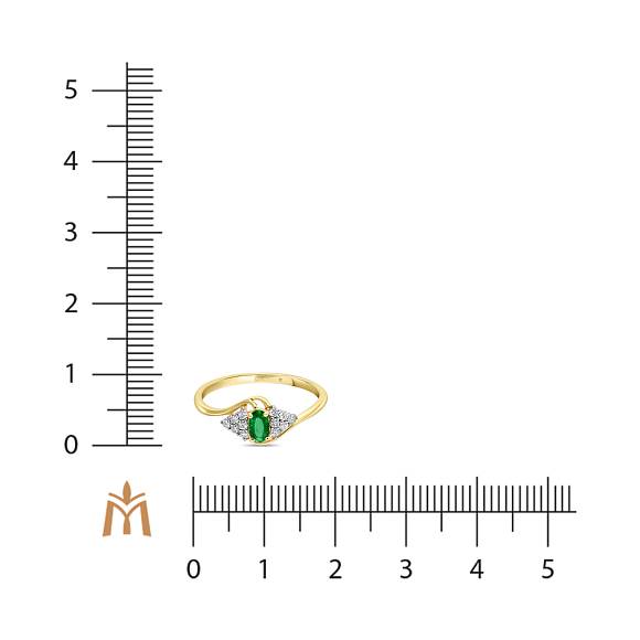 Кольцо с бриллиантами и изумрудом R4150-D-R27835 - Фото 2
