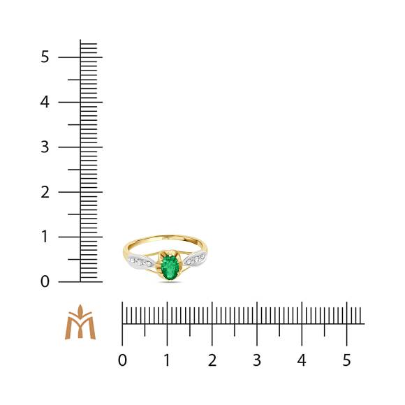 Кольцо с бриллиантами и изумрудом R4150-D-R4451EM - Фото 2