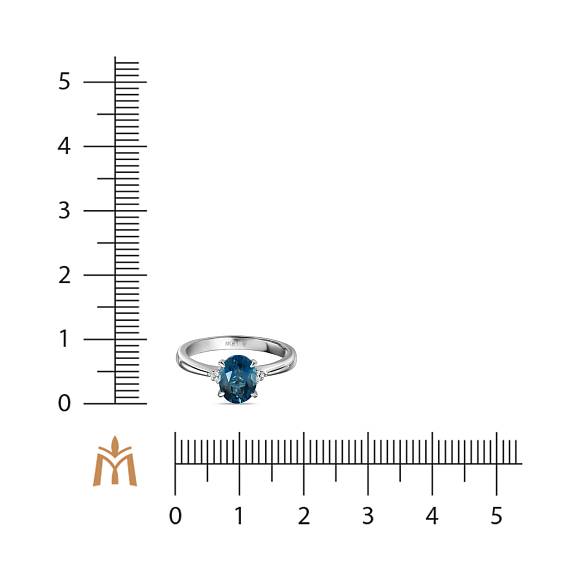 Кольцо с бриллиантами и лондон топазом R01-34910-LB - Фото 2