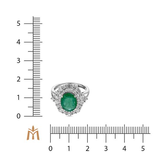 Кольцо с бриллиантами и изумрудом R01-EX-52862-EM - Фото 2
