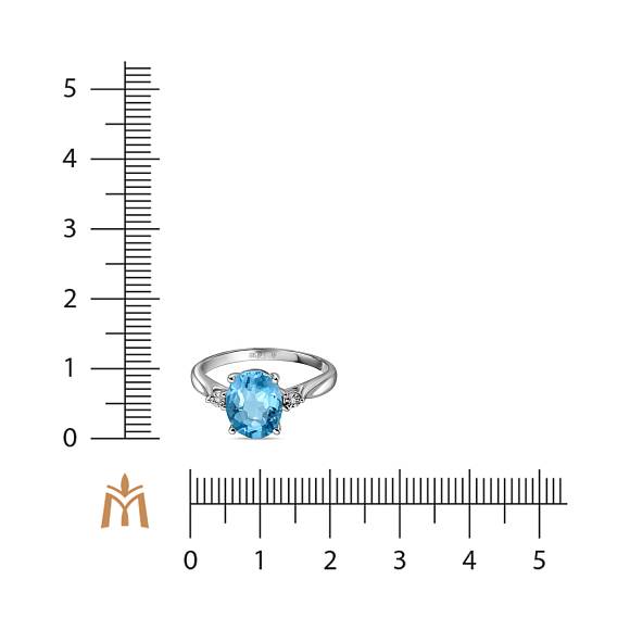 Кольцо с топазом и бриллиантами R01-L-35072-BT - Фото 2