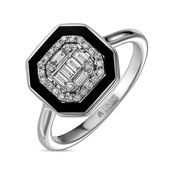 Кольцо с керамикой и бриллиантами R132-CSR00002PB - Фото 1